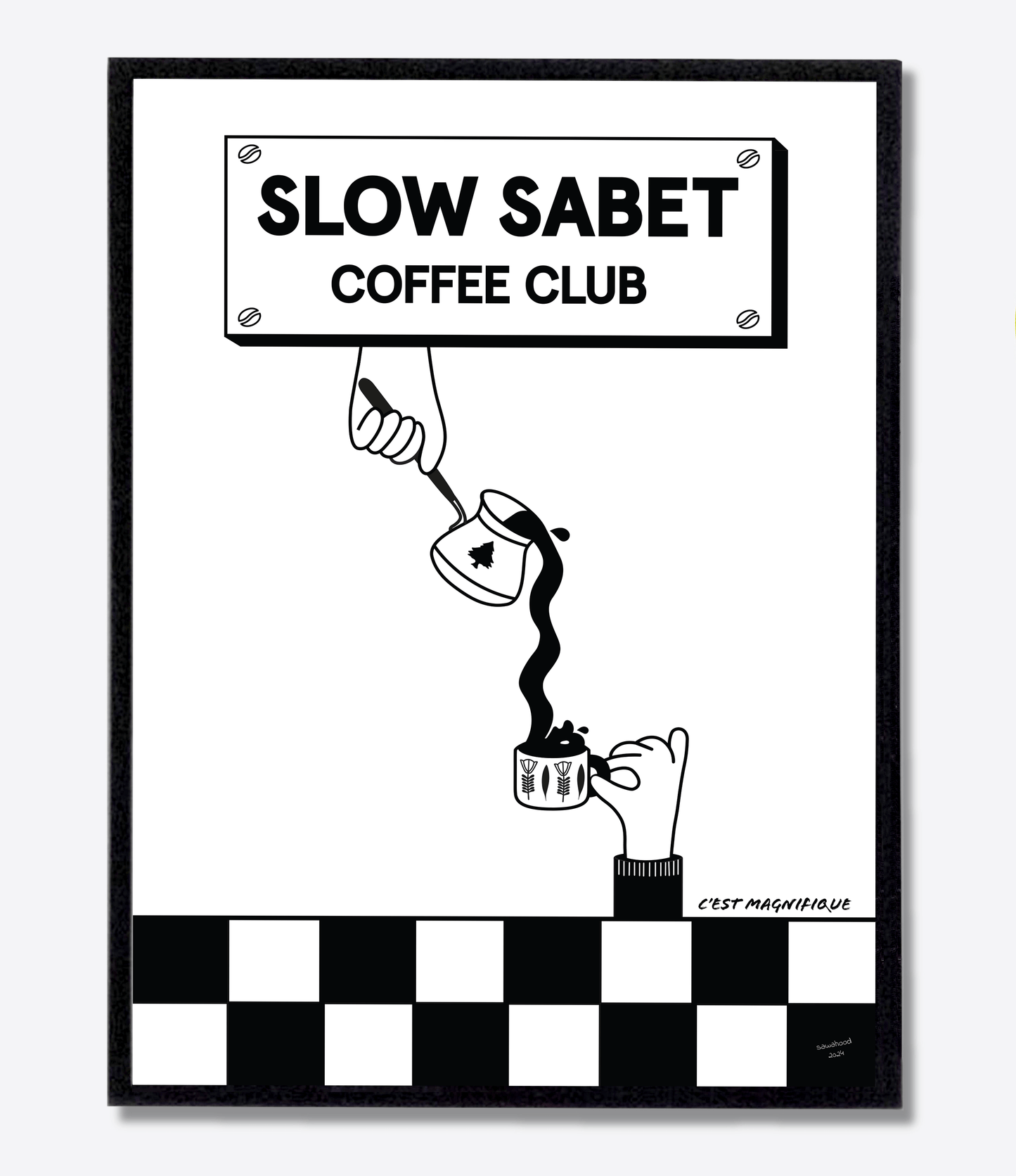 Black - English - Coffee Club - Coffee Poster Print | Sawahood