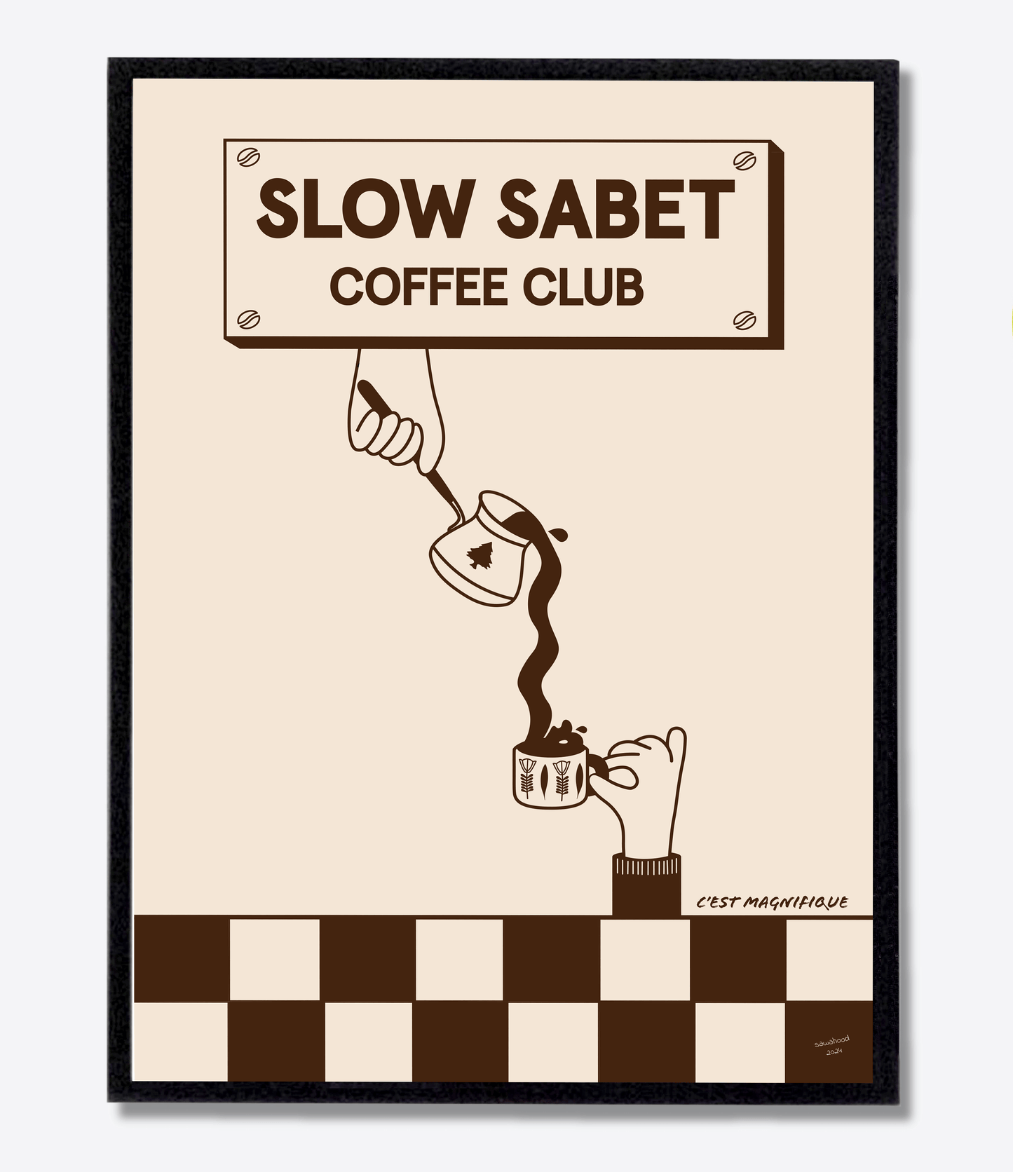 Brown - English - Coffee Club - Coffee Poster Print | Sawahood